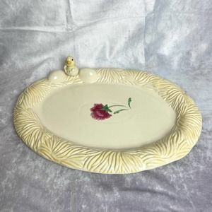 Poppies on blue by Lenox Barnyard Oval Platter Plate 15”